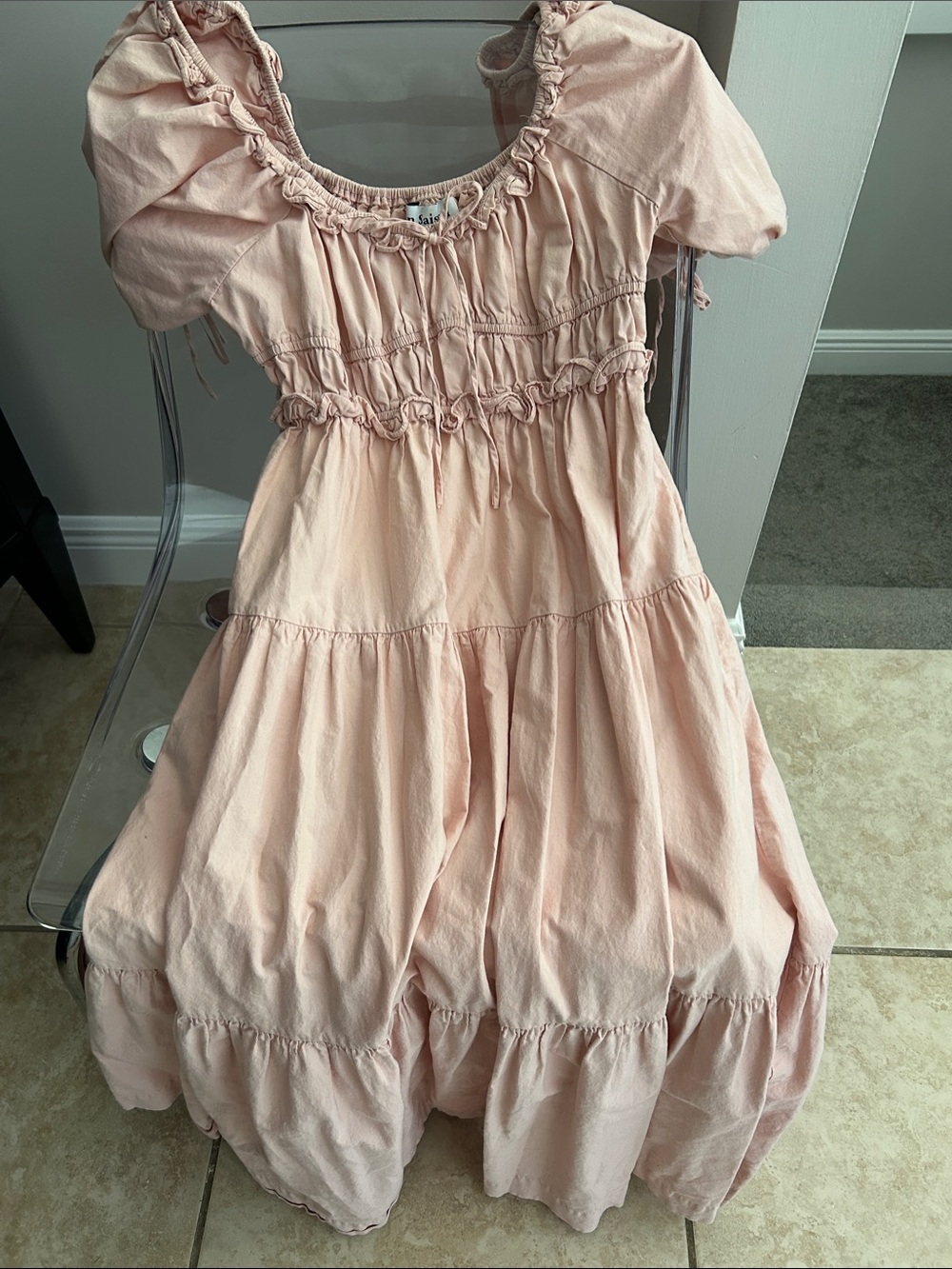 En Saison Blush Pink Ruffle Tiered Casual Dress